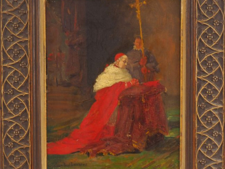 Vente aux enchères Jean Paul LAURENS.  "Etude, Prélat en prière" Huile sur toile, signée 