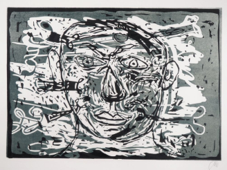 Vente aux enchères Markus LUPERTZ.  "portrait d'homme"  Lithogaphie  Dim. 60 x 80 cm