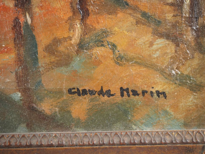 Claude MARIN.  "femmes à leur ouvrage dans un intérieur" Huile sur toi