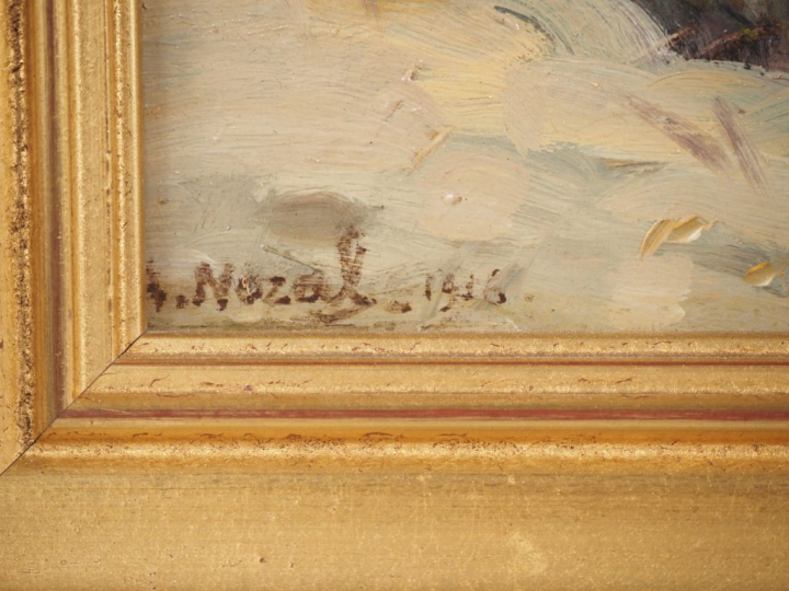 Alexandre NOZAL.  "Berk plage" Huile sur panneau, signée en bas à gauc