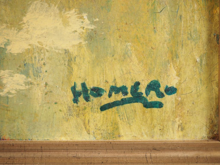 HOMERO PANAGIATOPOULOS. "Paysage de Provence" Huile sur toile, signée 