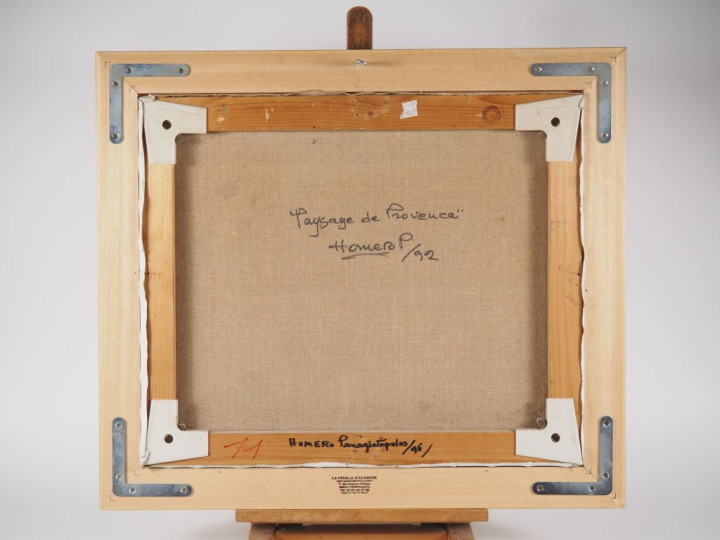 HOMERO PANAGIATOPOULOS. "Paysage de Provence" Huile sur toile, signée 
