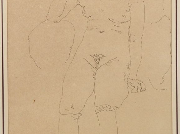 PASCIN.  "le modèle" Dessin à la plume, signé en bas à droite  porte l