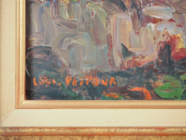 Louis PASTOUR.  "paysage d'automne" Huile sur panneau signée en bas à 