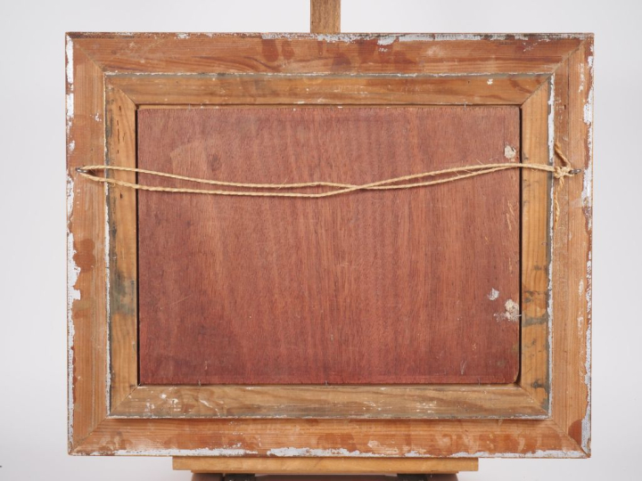 Louis PASTOUR.  "le vieux pont" Huile sur panneau, signée en bas à gau