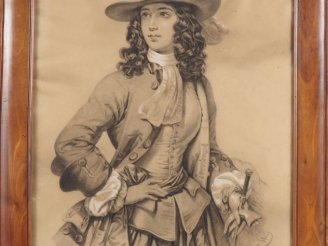 Vente aux enchères Marie PICHELOUP.  "portrait de jeune fille au chapeau" Dessin signé en