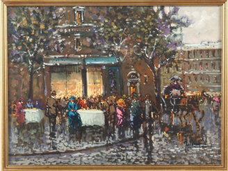 Vente aux enchères Gaetano PERUGINO.  "Paris, la nuit" Huile sur panneau, signée en bas à