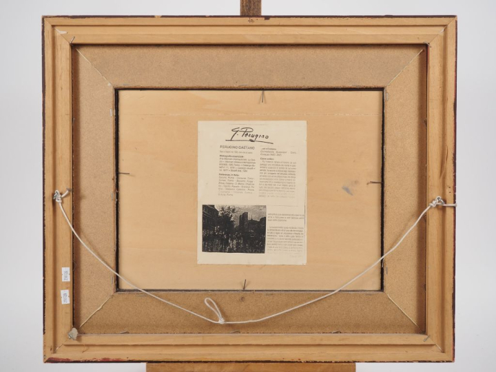 Gaetano PERUGINO.  "Paris, la nuit" Huile sur panneau, signée en bas à