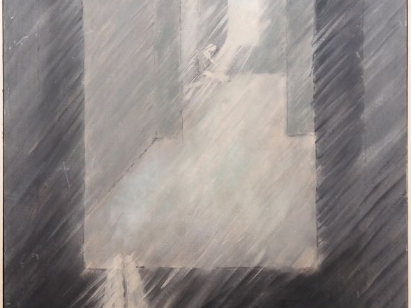 Césare PEVERELLI.  "composition" Huile sur toile, signée en bas à droi