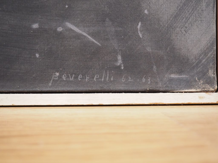 Césare PEVERELLI.  "composition" Huile sur toile, signée en bas à droi