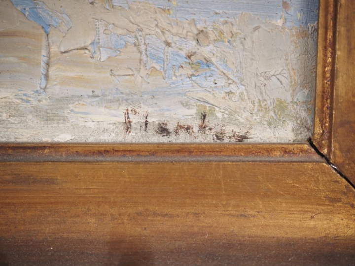 Robert Gilles PLANTEY.  "Beatenberg, effet de neige" Huile sur toile, 