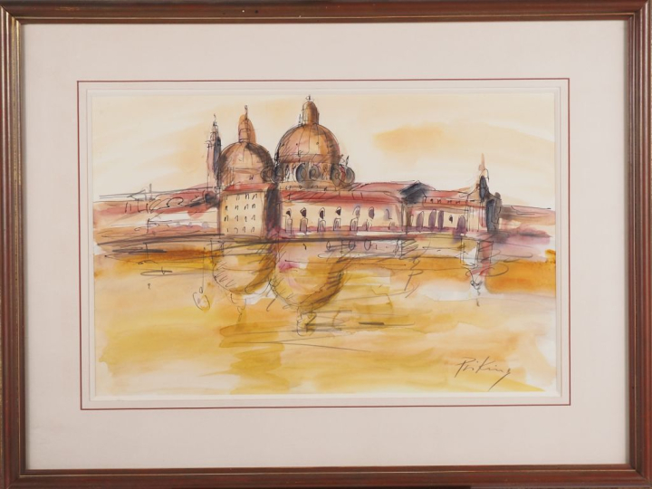 PRIKING.  "Venise"  Aquarelle, signée en bas à droite  Dim. À vue : 31