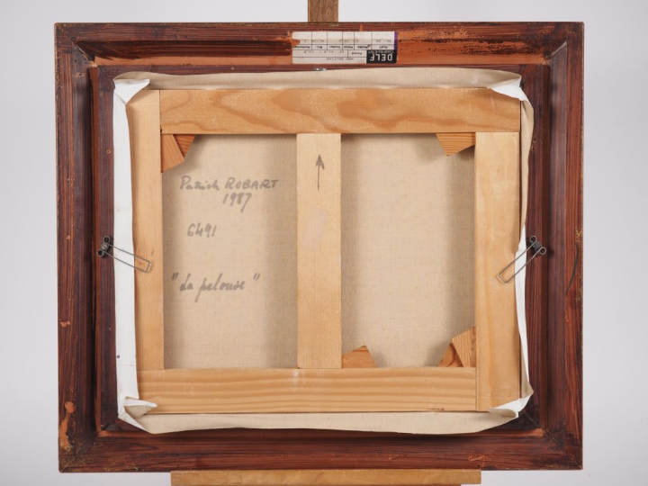 Patrick ROBART.  "la pelouse" Huile sur toile, signée en bas à gauche 