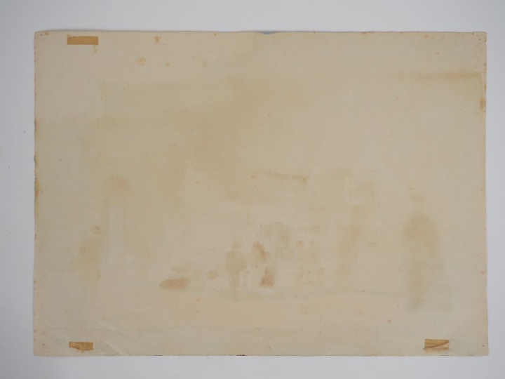 SIGRIST.  "ville animée en Afrique du Nord" Technique mixte sur papier