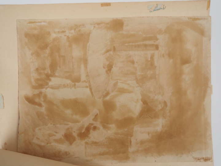 SIGRIST.  "jeune mère et son bébé dans un intérieur" Technique mixte s