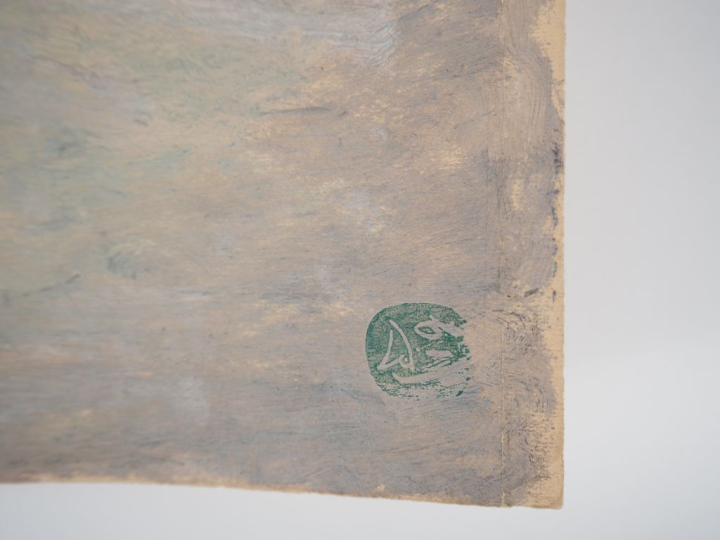 SIGRIST.  "Bouquet de lilas" Technique mixte sur papier, monogrammée e