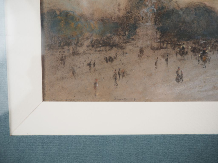 SINET.  "les chevaux de Marly devant les Champs-Elysées animés" Dessin