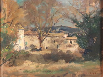 Vente aux enchères Paul SURTEL.  "la ferme"  Huile sur panneau d'isorel, signée bas à dro