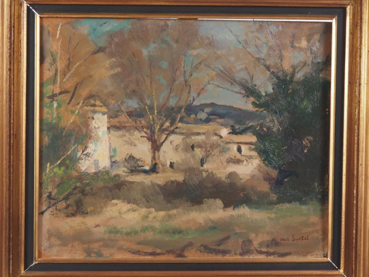 Paul SURTEL.  "la ferme"  Huile sur panneau d'isorel, signée bas à dro