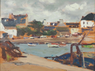Vente aux enchères Paul SURTEL.  "Lesconil près de Bénodet" Huile sur panneau, signée en 