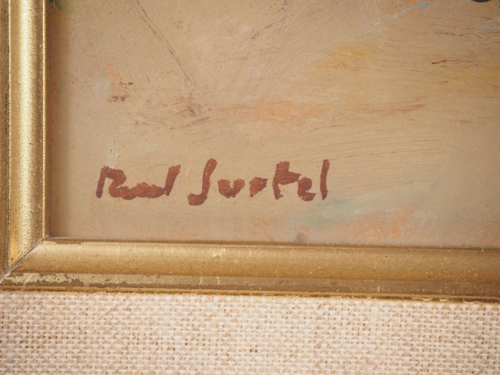 Paul SURTEL.  "Lesconil près de Bénodet" Huile sur panneau, signée en 