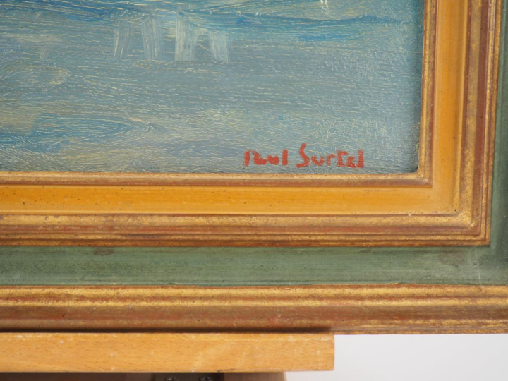 Paul SURTEL.  "port breton" Huile sur toile, signée en bas à droite  D