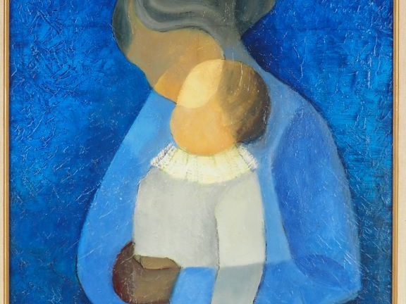 TOFFOLI. "Maternité" Huile sur toile, signée en bas à droite Dim. 73,5