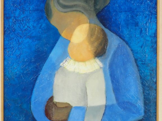 Vente aux enchères TOFFOLI. "Maternité" Huile sur toile, signée en bas à droite Dim. 73,5