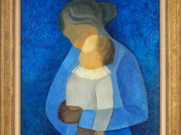 TOFFOLI. "Maternité" Huile sur toile, signée en bas à droite Dim. 73,5