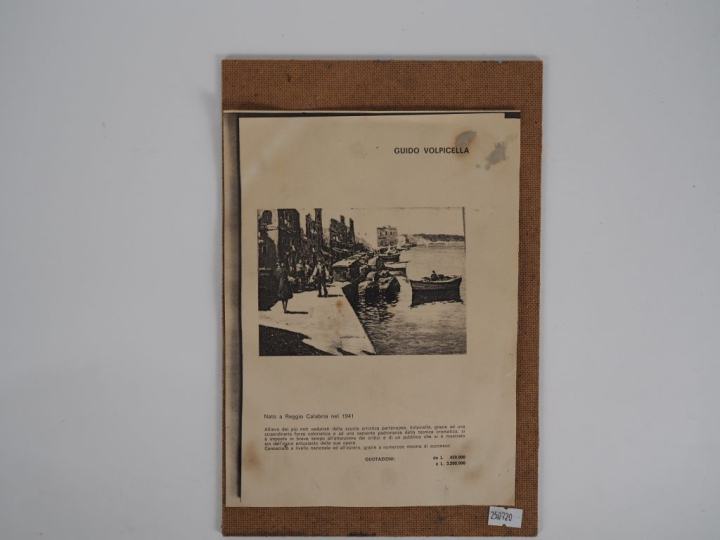 Guido VOLPICELLA.  "Marché italien" Huile sur panneau, signée en bas à