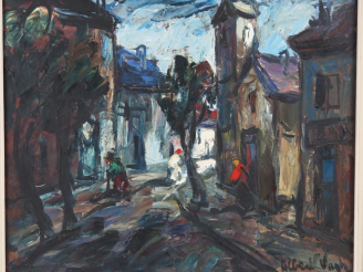 Vente aux enchères Albert VAGH WEINMANN.  "rue animée"  Huile sur toile, signée en bas à 