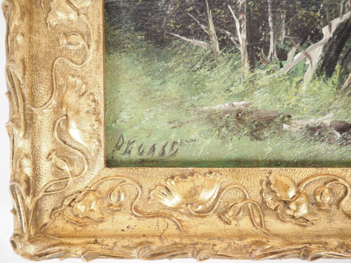 Ecole française XXème "paysages animés" Paire d'huiles sur panneau, si