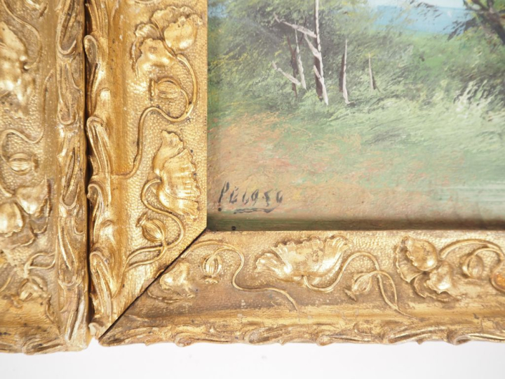 Ecole française XXème "paysages animés" Paire d'huiles sur panneau, si