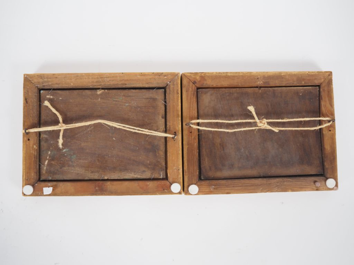 Ecole française XXème "paysages animés" Paire d'huiles sur panneau, si