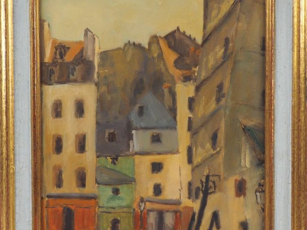 Ecole française XXème.  "vue de Paris" Huile sur carton Dim. 36 x 27 c