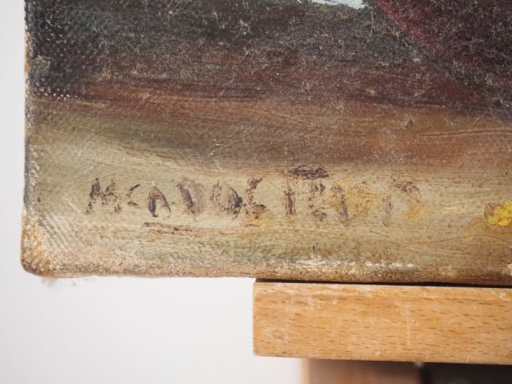 Ecole française XXème.  "bouquet de mimosas" Huile sur toile, signée e