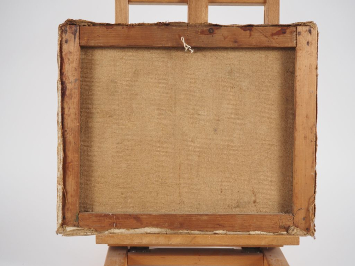 Ecole française XXème.  "bouquet de mimosas" Huile sur toile, signée e