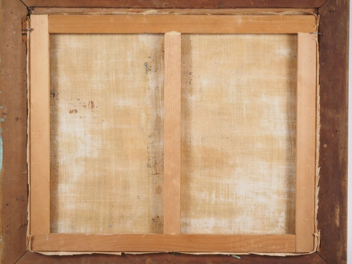 Ecole française XXème.  René ? "le port" Huile sur toile, signée en ba