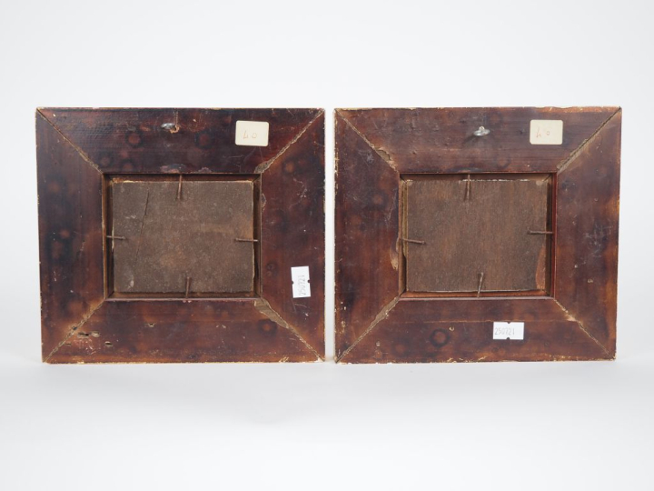 Ecole française XXème.  "bord de mer animé" Paire d'huiles sur panneau