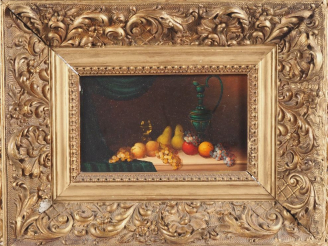 Vente aux enchères Ecole française XXème.  "nature morte aux fruits" Huile sur panneau Di