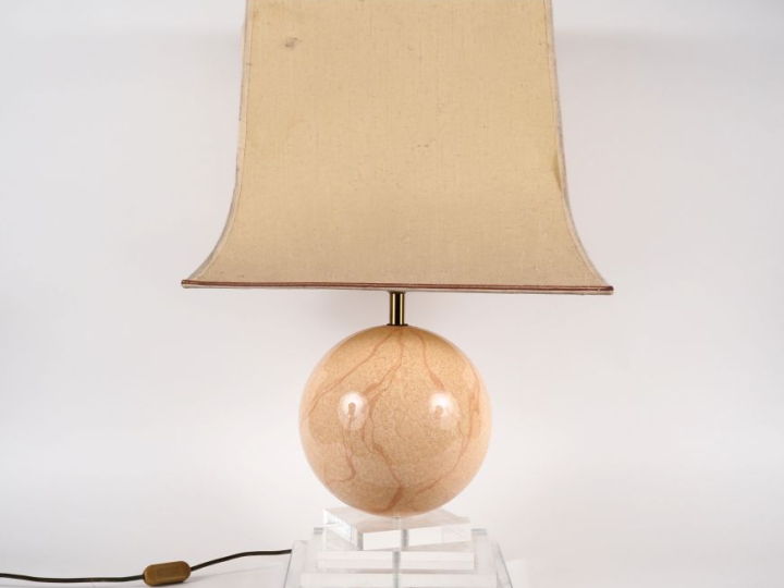 Lampe années 70 de style Art Déco en verre à l'imitation du marbre et 