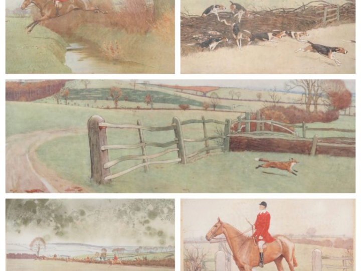 Cecil ALDIN. Suite de 5 gravures en couleurs signées et numérotées. Di