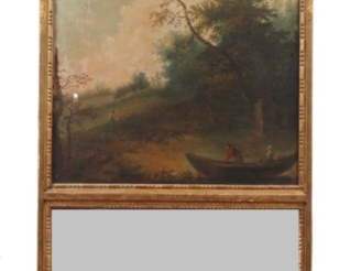 Vente aux enchères Trumeau Napoléon III de style Louis XVI en bois et stuc doré, ornée d'