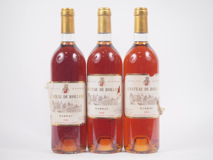 3 BOUTEILLES CHÂTEAU DE ROLLAND BARSAC - 1990 - EA  