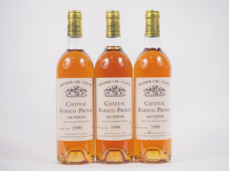 Vente aux enchères 3 BOUTEILLES CHÂTEAU RABAUD PROMIS 1er CC SAUTERNES - 1990 - 1 BG 