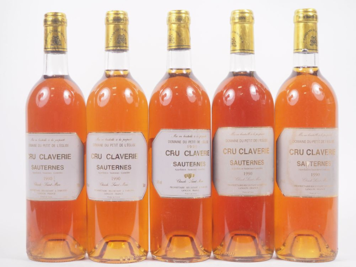 5 BOUTELLES CRU CLAVERIE SAUTERNES - 1990