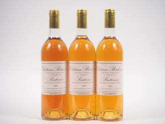 Vente aux enchères 3 BOUTEILLES CHÂTEAU BÊCHEREAU SAUTERNES - 1993