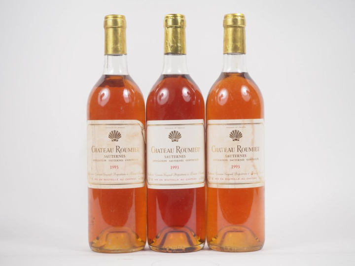 3 BOUTEILLES CHÂTEAU ROUMIEU SAUTERNES - 1993 - 3 BG/ELS 