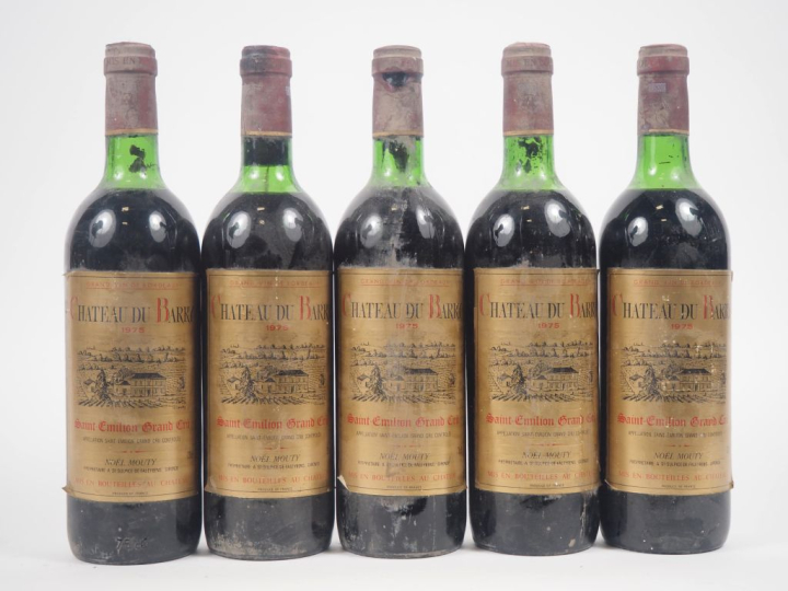 5 BOUTEILLES CHÂTEAU DU BARRY GC SAINT EMILION - 1975 - 3 LB/2 HEP