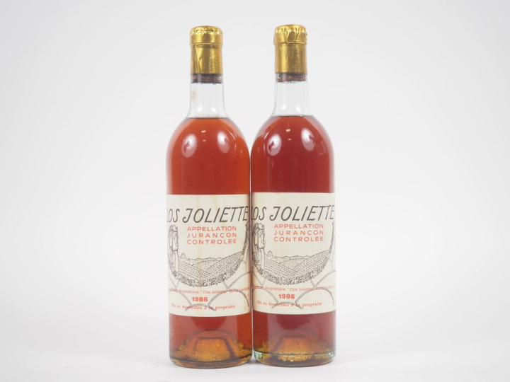2 BOUTEILLES JURANÇON CLOS JOLIETTE - 1986 - LB/1 ETLT/1 ELA